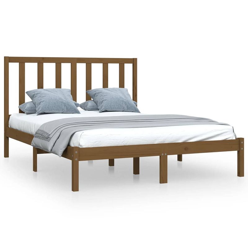 Foto van The living store bedframe massief grenenhout honingbruin 120x200 cm - bed