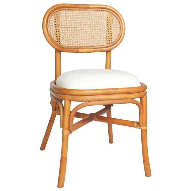 Foto van The living store eetkamerstoelen - natuurlijk rattan - 46 x 53 x 83 cm - ergonomisch ondersteunend