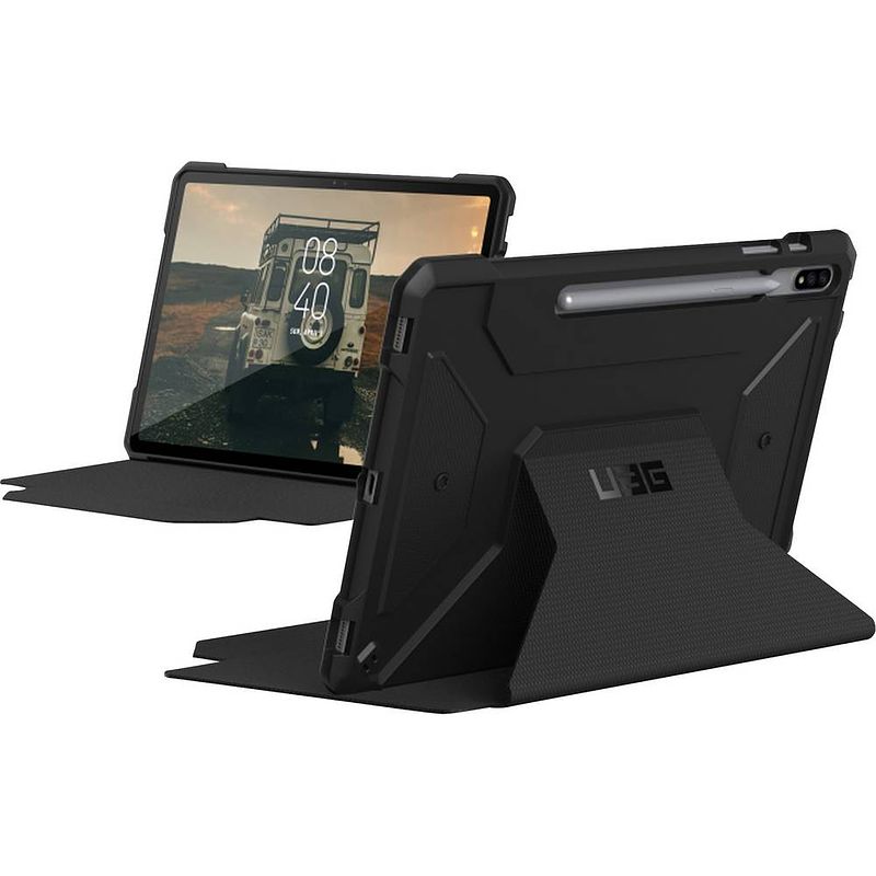 Foto van Urban armor gear metropolis bookcase samsung galaxy tab s7 zwart model-specifieke tablethoes