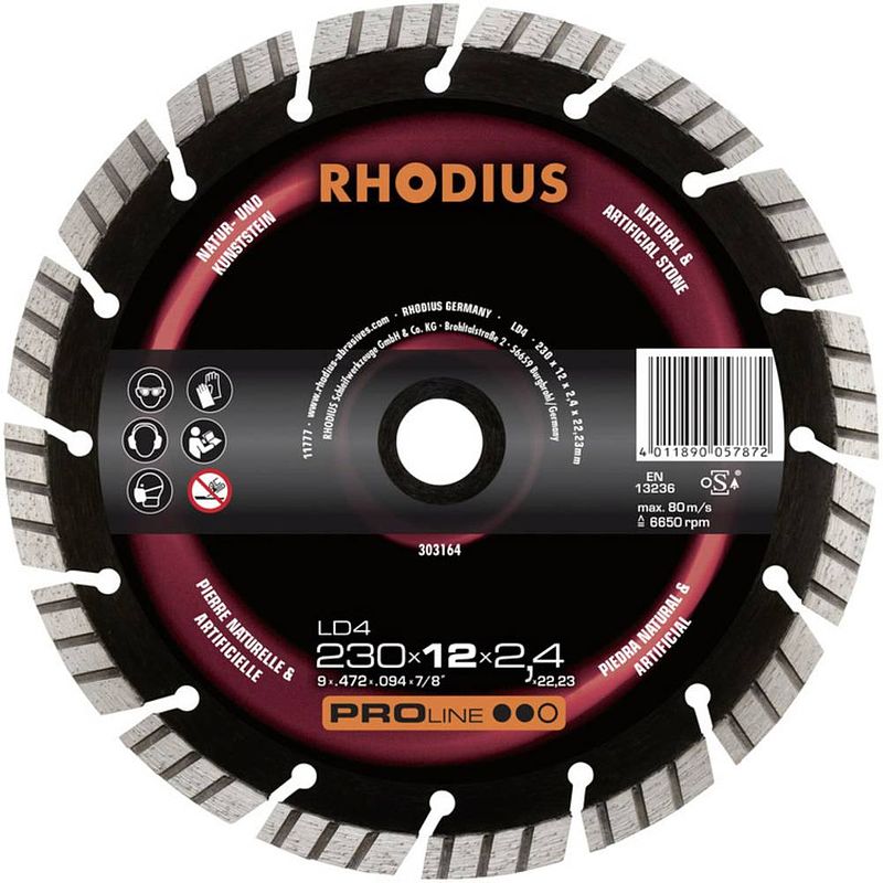 Foto van Rhodius 303164 ld4 diamanten doorslijpschijf diameter 230 mm 1 stuk(s)