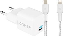 Foto van Anker power delivery oplader 20w + belkin lightning kabel nylon 1m wit