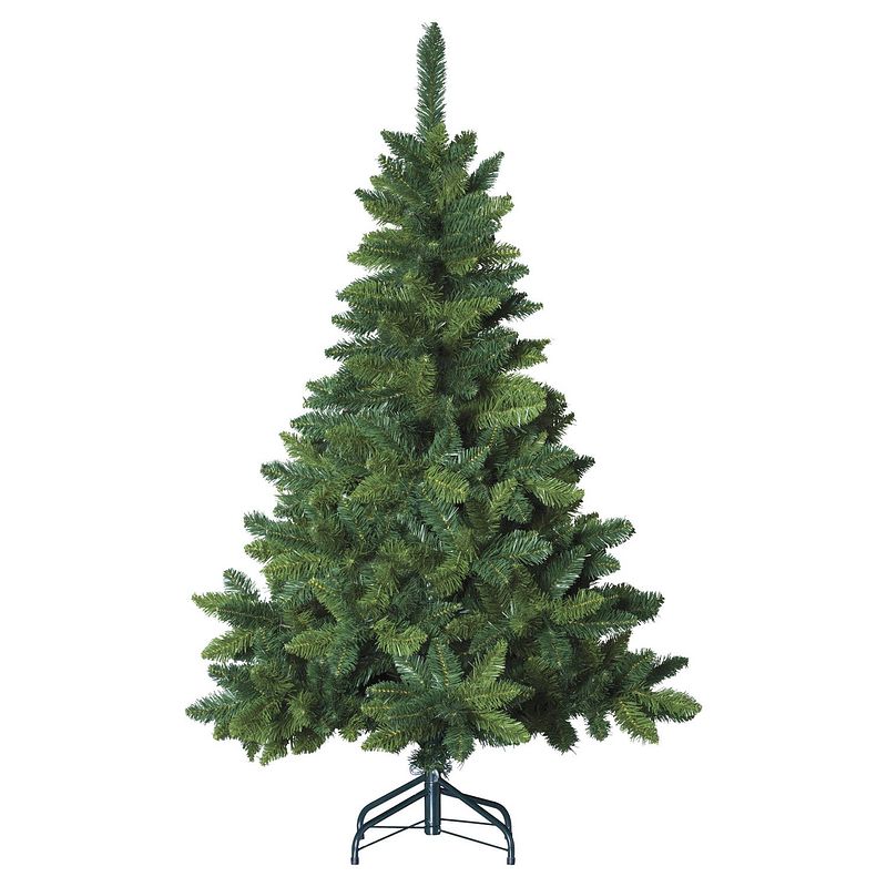 Foto van Blooming kunstkerstboom - 120 cm - groen - ø 65 cm - 180 tips - metalen voet