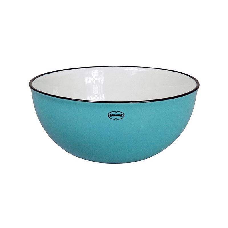 Foto van Cabanaz retro saladeschaal emaille geïnspireerd arctic blue