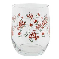 Foto van Clayre & eef waterglas 300 ml glas bloemen drinkbeker drinkglas rood drinkbeker drinkglas