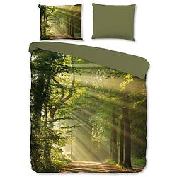 Foto van Good morning woods dekbedovertrek - lits-jumeaux (240x200/220 cm + 2 slopen) - katoen - groen