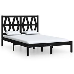 Foto van The living store houten bedframe - massief grenenhout - 205.5 x 165.5 x 31 cm - zwart