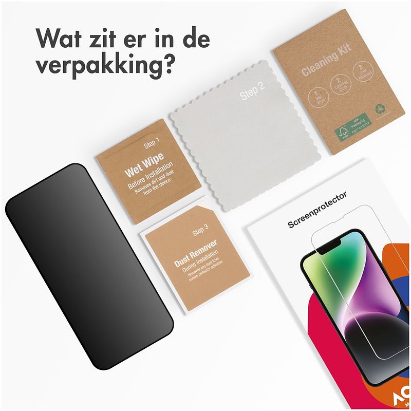 Foto van Accezz gehard glas privacy screenprotector iphone 15 smartphone screenprotector transparant