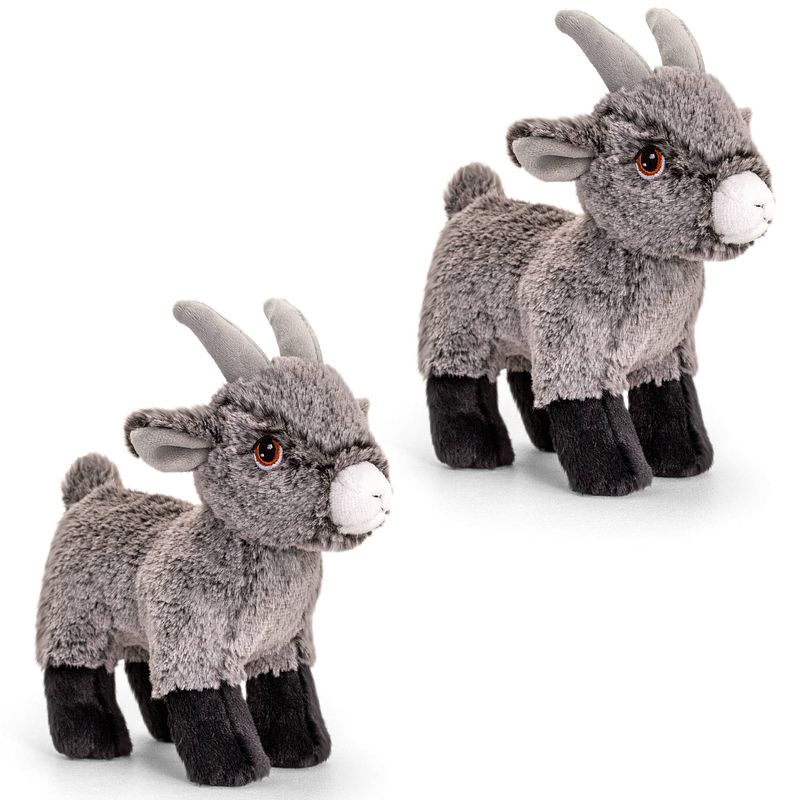 Foto van Setje van 2x keel toys knuffel boerderij dieren geit/bok van 20 cm - knuffel boederijdieren