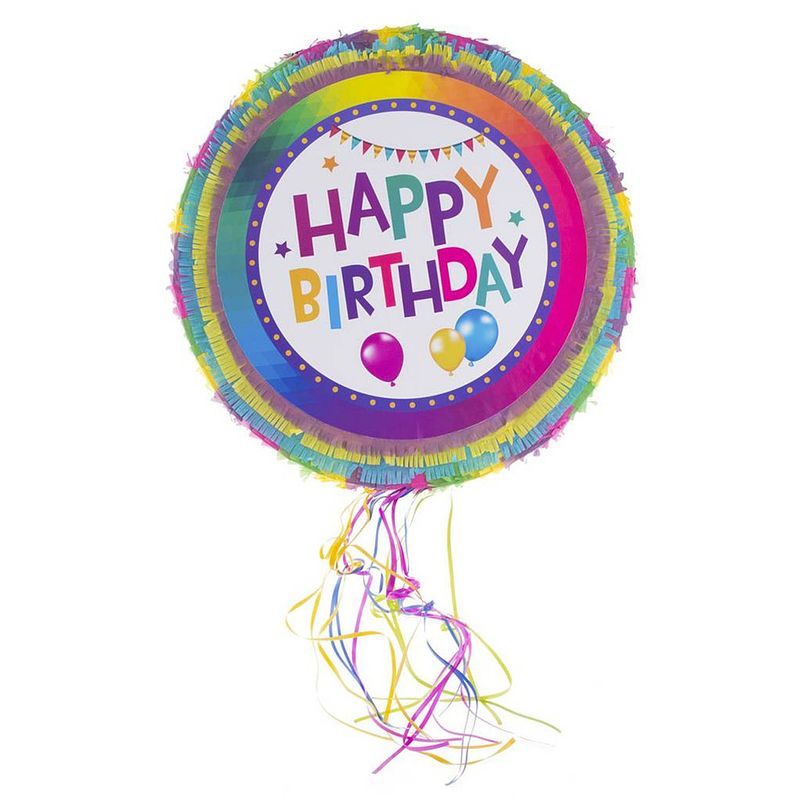 Foto van Pinata van papier - happy birthday thema - 50 x 50 cm - feestartikelen verjaardag - pinatas