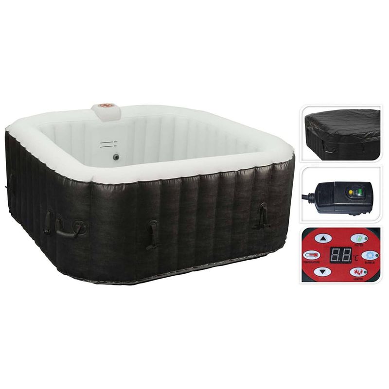 Foto van Xq max hottub opblaasbaar 145x145x65 cm zwart en wit