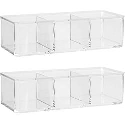 Foto van Set van 2x stuks make-up organizer 3 vakken rechthoek 23 x 8,5 cm van kunststof - make-up dozen