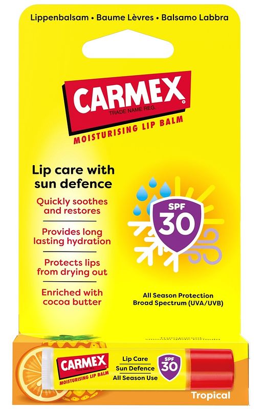 Foto van Carmex tropical spf30 moisturising lipbalm