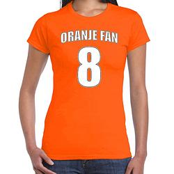 Foto van Oranje shirt / kleding oranje fan nummer 8 voor ek/ wk voor dames 2xl - feestshirts