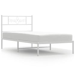 Foto van Vidaxl bedframe met hoofdbord metaal wit 100x190 cm