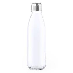 Foto van Glazen waterfles/drinkfles transparant met rvs dop 650 ml - drinkflessen