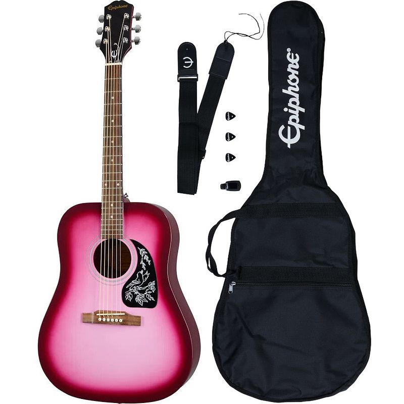 Foto van Epiphone starling acoustic guitar player pack hot pink pearl akoestische westerngitaar set