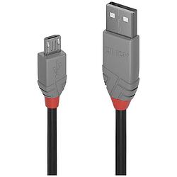 Foto van Lindy usb-kabel usb 2.0 usb-a stekker, usb-micro-b stekker 1 m zwart, grijs 36732