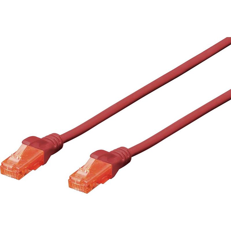 Foto van Digitus dk-1614-030/r rj45 netwerkkabel, patchkabel cat 6 u/utp 3.00 m rood snagless 1 stuk(s)