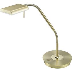 Foto van Led bureaulamp - trion bernaro - 12w - warm wit 3000k - dimbaar - rond - mat goud - aluminium