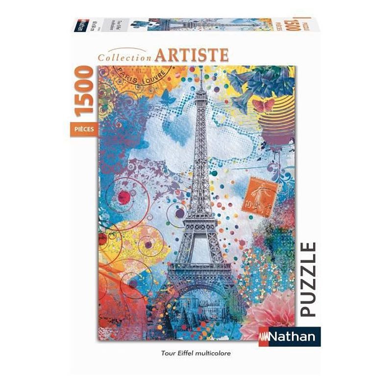 Foto van Puzzle n 1500 p - veelkleurige eiffeltoren