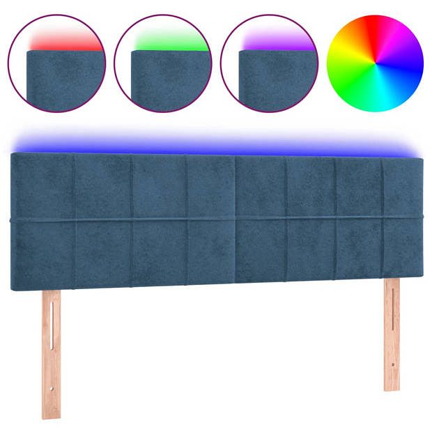 Foto van Vidaxl hoofdbord led 144x5x78/88 cm fluweel donkerblauw