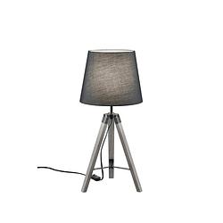Foto van Moderne tafellamp tripod - hout - grijs