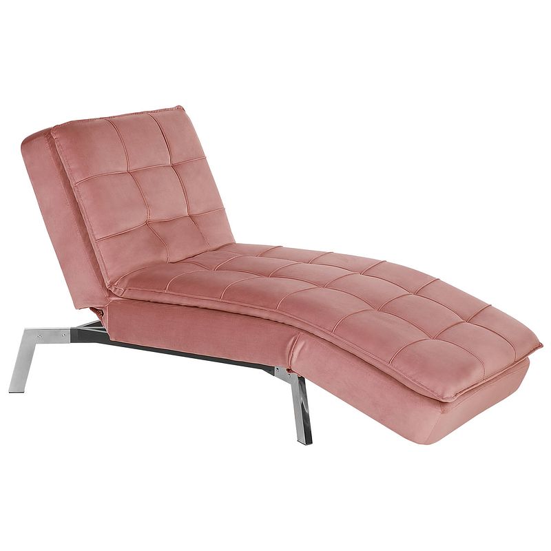 Foto van Beliani loiret - chaise longue-roze-fluweel