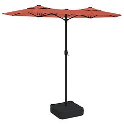 Foto van The living store dubbele parasol terracotta/donkergrijs - 316x145x240 cm - led-verlichting