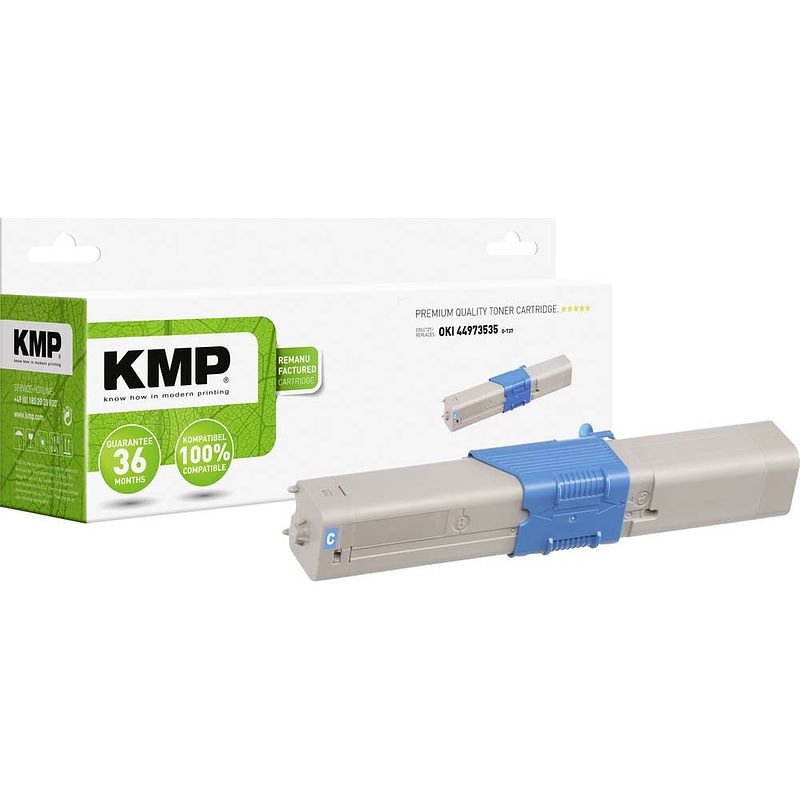 Foto van Kmp toner vervangt oki 44973535 compatibel cyaan 1500 bladzijden o-t37