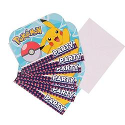 Foto van Pokemon themafeest kinderfeest uitnodigingen 24x stuks inclusief enveloppen - thema feest uitnodigingen