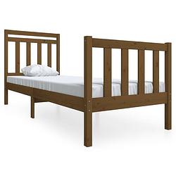 Foto van The living store bedframe - grenenhout - 195.5 x 81 x 100 cm - 75 x 190 cm - honingbruin