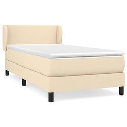 Foto van The living store boxspringbed - crème - 203x93x78/88 cm - pocketvering matras - middelharde ondersteuning -