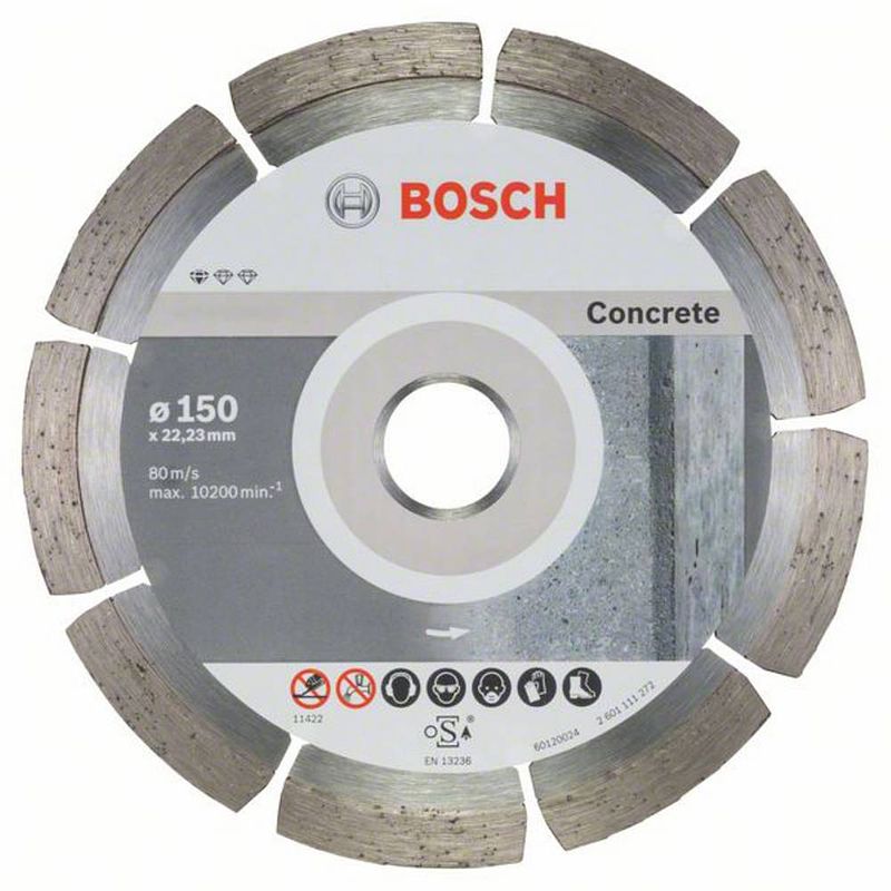 Foto van Bosch accessories 2608603241 diamanten doorslijpschijf diameter 150 mm binnendiameter 22.23 mm 10 stuk(s)