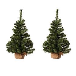 Foto van 2x stuks kunstboom/kunst kerstboom inclusief kerstversiering 60 cm - kunstkerstboom