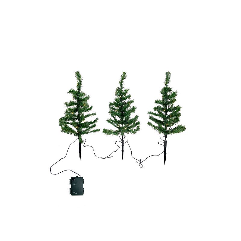 Foto van Set van 3 kleine kunstkerstboompjes 52 cm met led verlichting