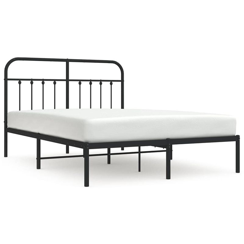 Foto van Vidaxl bedframe met hoofdbord metaal zwart 135x190 cm