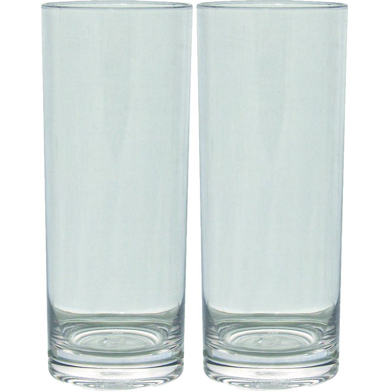 Foto van Set van 2x stuks onbreekbare kunststof camping longdrink glazen/waterglazen 360 ml - longdrinkglazen