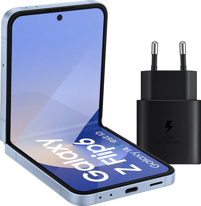 Foto van Samsung galaxy z flip 6 512gb blauw 5g + samsung oplader 25w zwart