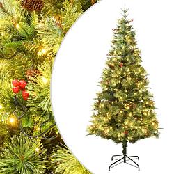 Foto van Vidaxl kerstboom met led'ss en dennenappels 120 cm pvc en pe groen