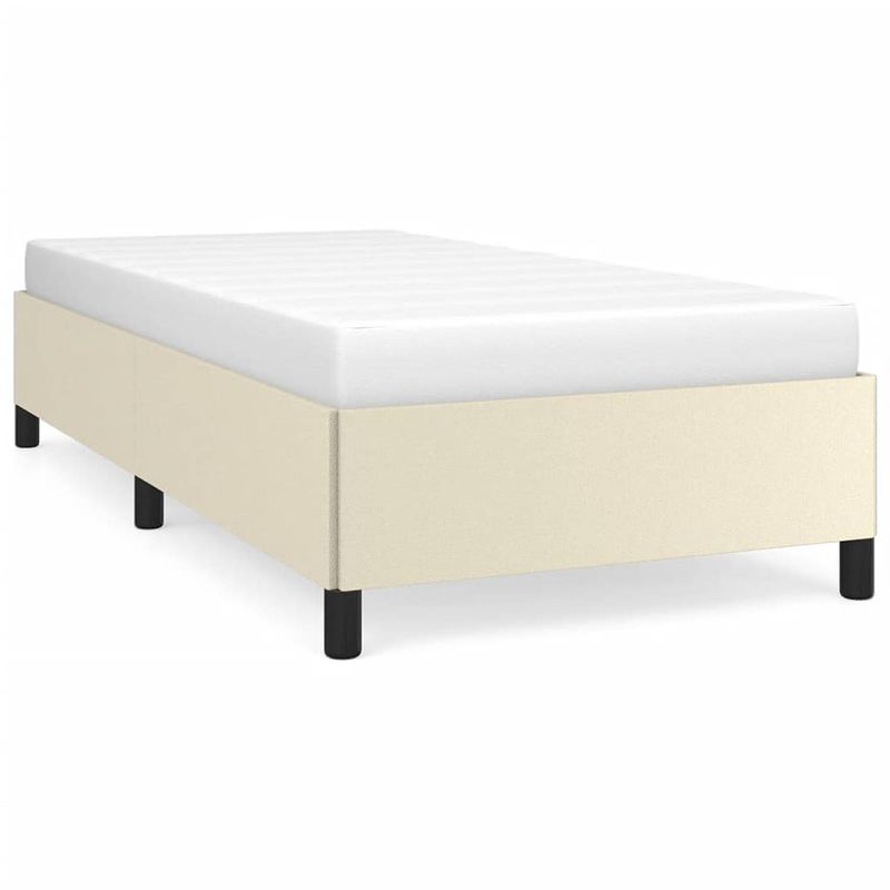 Foto van The living store bedframe - kunstleer - multiplex lattenbodem - 203x83x35 cm - crème - matras niet inbegrepen