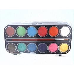 Foto van Waterverf 12 kleuren in handig doosje met penseel verven knutselen hobby
