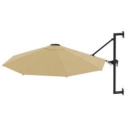 Foto van The living store muurparasol 300 x 131 cm - taupe - uv-beschermend polyester - zwengelsysteem - 8 baleinen