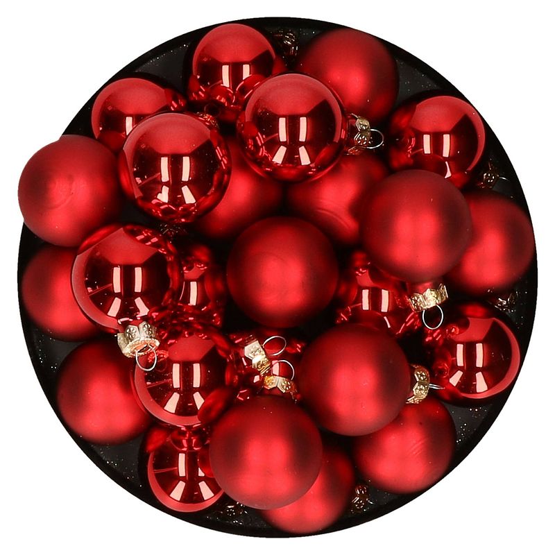 Foto van Kerstballen set van glas 36x stuks rood 4 cm - kerstbal