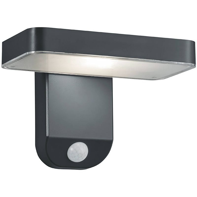 Foto van Led solar tuinverlichting - wandlamp - trion escarino - zonne-energie - bewegingssensor - 4w - mat zwart - kunststof