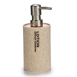 Foto van Zeeppompje/zeepdispenser beige kunststof 350 ml - zeeppompjes