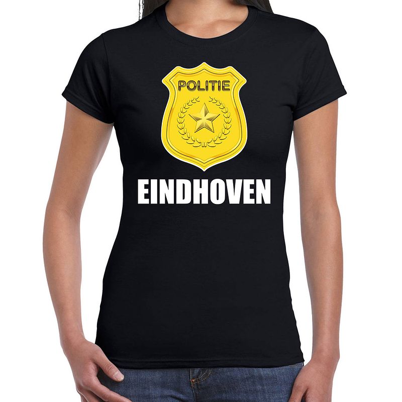 Foto van Carnaval shirt / outfit eindhoven politie embleem zwart voor dames s - feestshirts