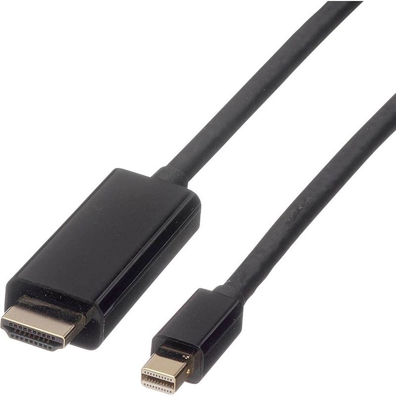 Foto van Roline mini-displayport / hdmi adapterkabel mini displayport stekker, hdmi-a stekker 2.00 m zwart 11.04.5796 afgeschermd displayport-kabel