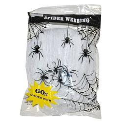 Foto van Halloween - wit horror spinnenweb met spinnen 60 gr halloween decoratie - feestdecoratievoorwerp