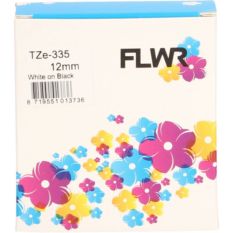 Foto van Flwr brother tze-335 wit op zwart breedte 12 mm labels