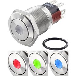 Foto van Tru components tc-7494776 tc-gq16-kf-11d/j/41rgb/12v/s vandalismebestendige drukschakelaar 48 v/dc 2 a 1x uit/(aan) moment rood, groen, blauw, rgb ip65 1